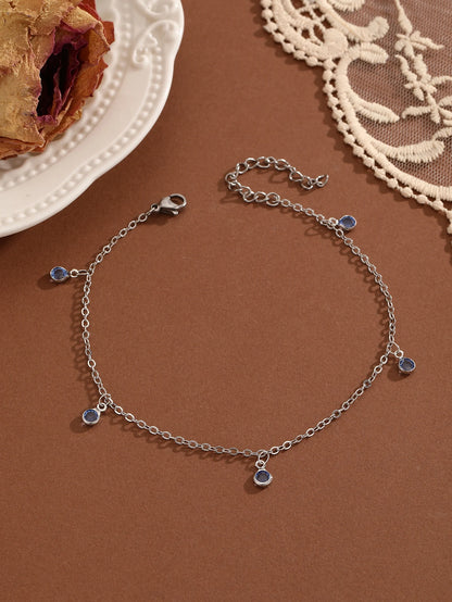 QIAMNI Summer Bohemia Crystal Cubic Zirconia Anklet For Women Girls Ankle Bracelet Leg Chain Beach Party Travel Foot Jewelry